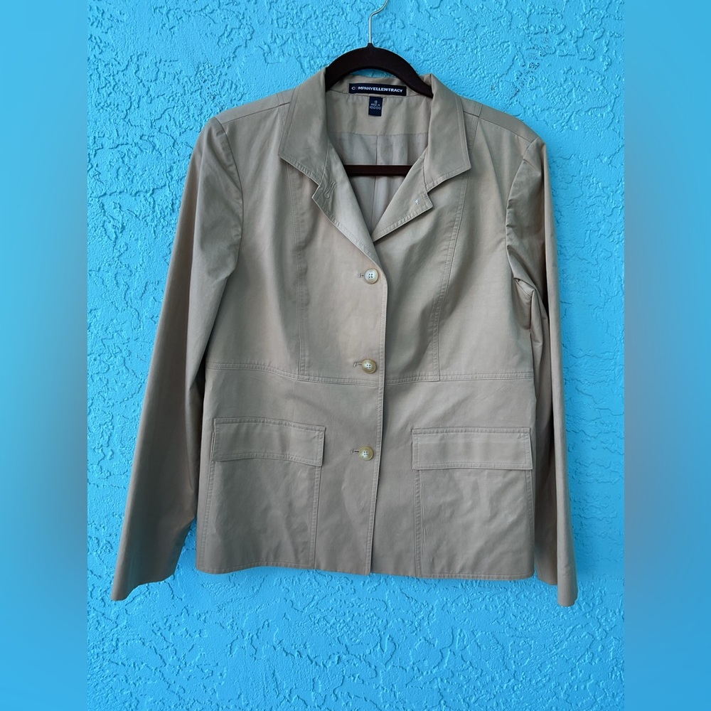Women's Beige Lined Blazer Jacket Ellen Tracy size 10